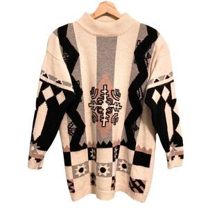 Vintage Carducci Pattern 70% Lambswool Cowl/Turtleneck Sweater in Size Large